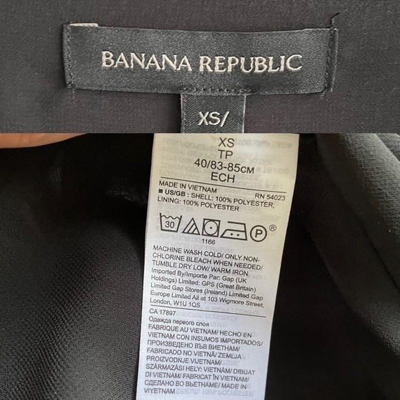 BANANA REPUBLIC Faux Wrap Cropped Long Sleeve Blouse Black XS - Picture 3 of 3